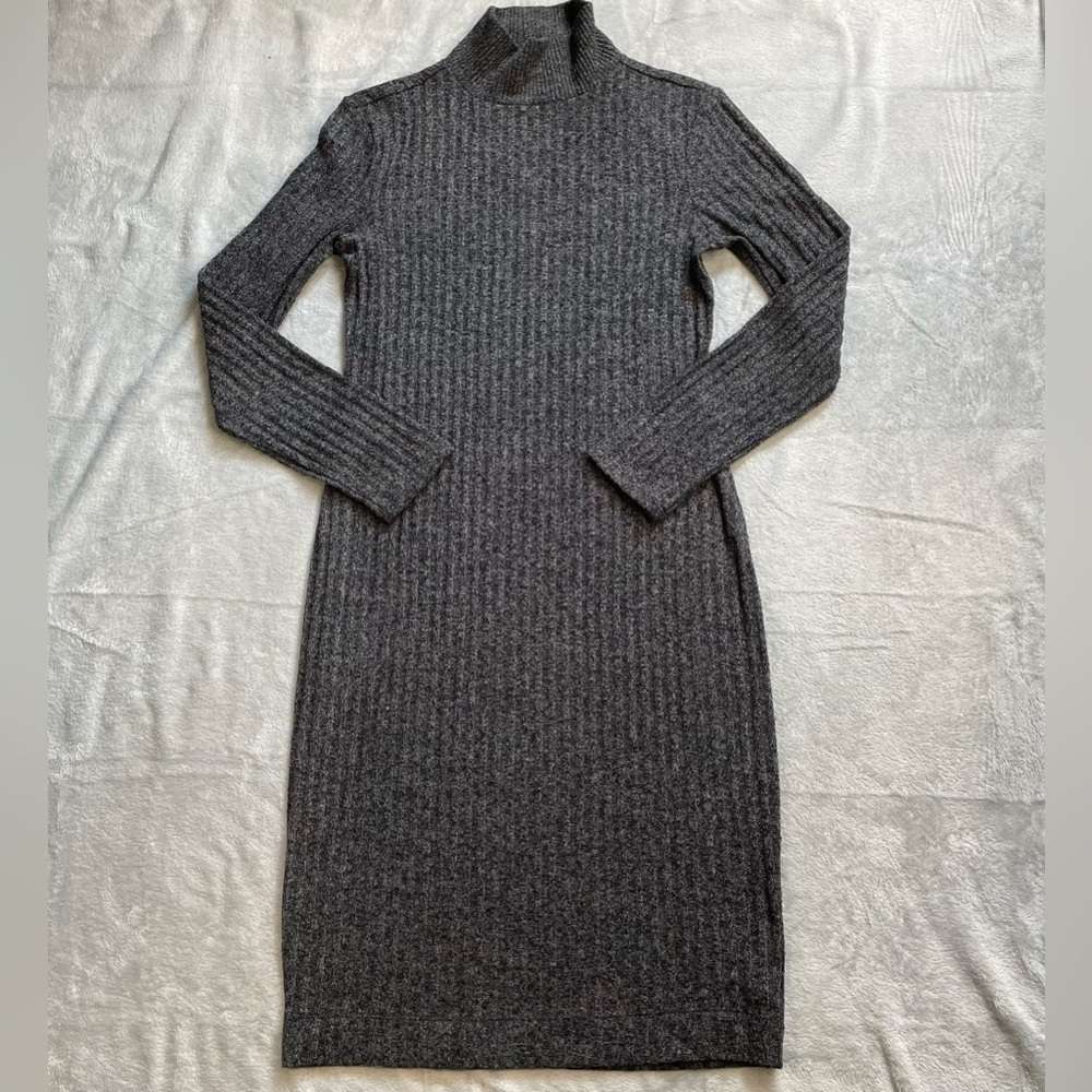 Athleta Sweater Dress XS Womens Rendezvous Rib Knit Turtleneck Gray Marl